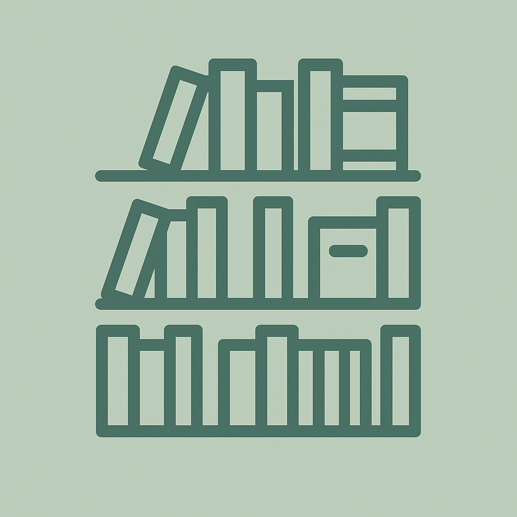 Icon of book shelf representing a Library